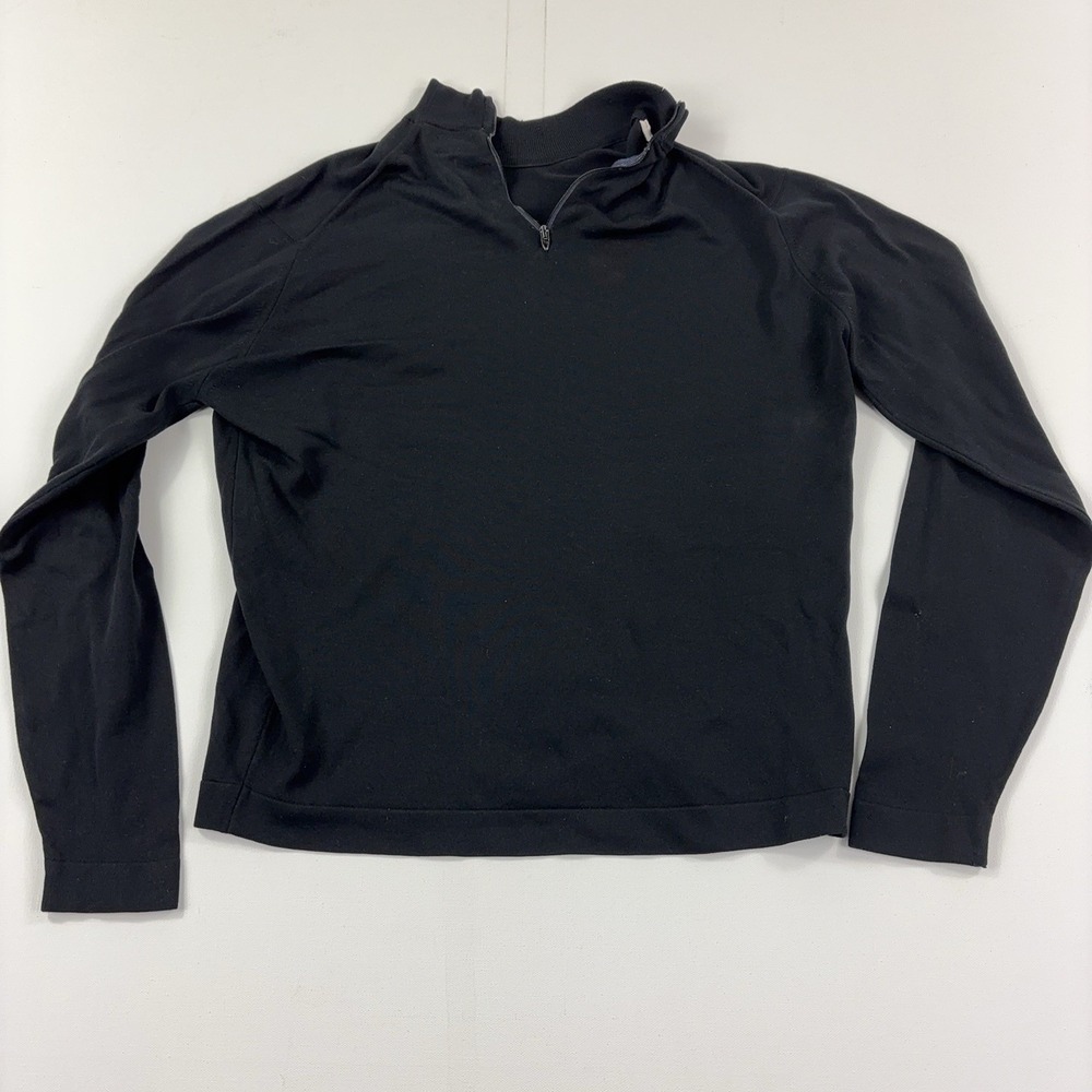 Vintage Darlene Sweater Mens Medium Black 1/4 Zip Mock Neck Ban-Lon Knit